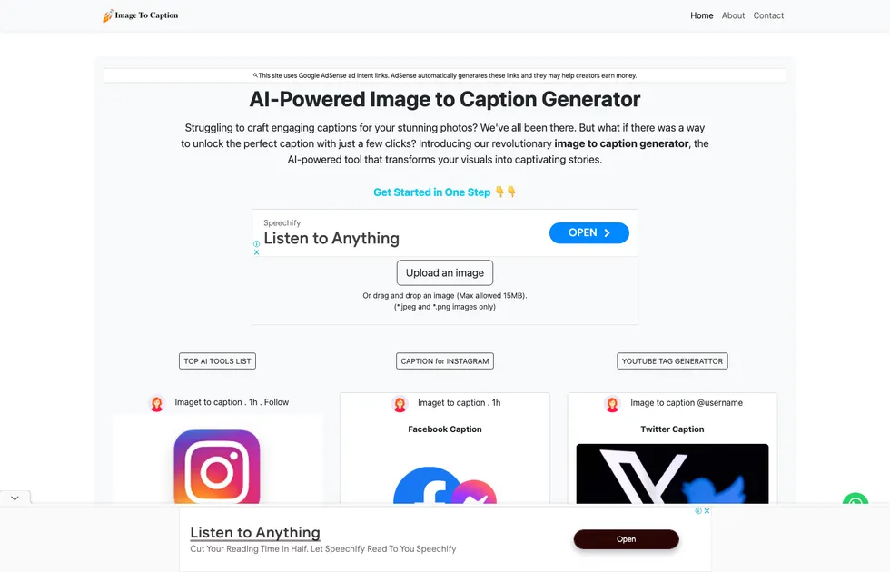 AI Powered Image to Caption Generator