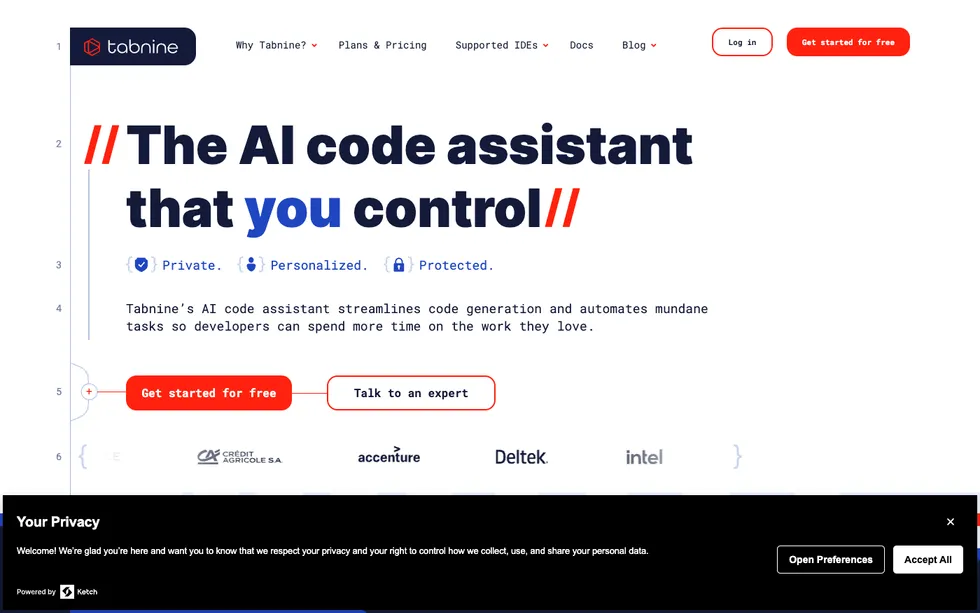 Tabnine AI code assistant