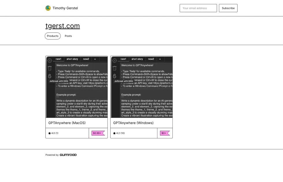 Tim Gerstel's Gumroad